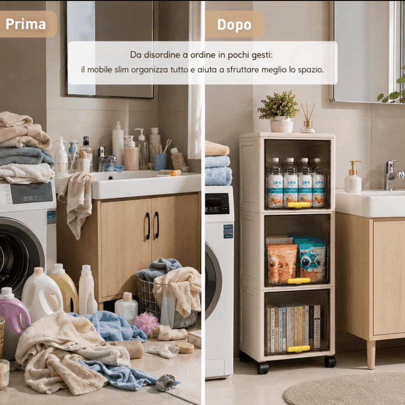 Cartospedia - Mobiletto Bagno Salvaspazio 3 Livelli con Ruote  (20x30x85,5 cm) per Bagno,Cucina e Lavanderia - 7
