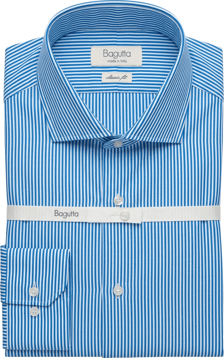 Camicia uomo Bagutta fantasia righe azzurre e bianche - 3