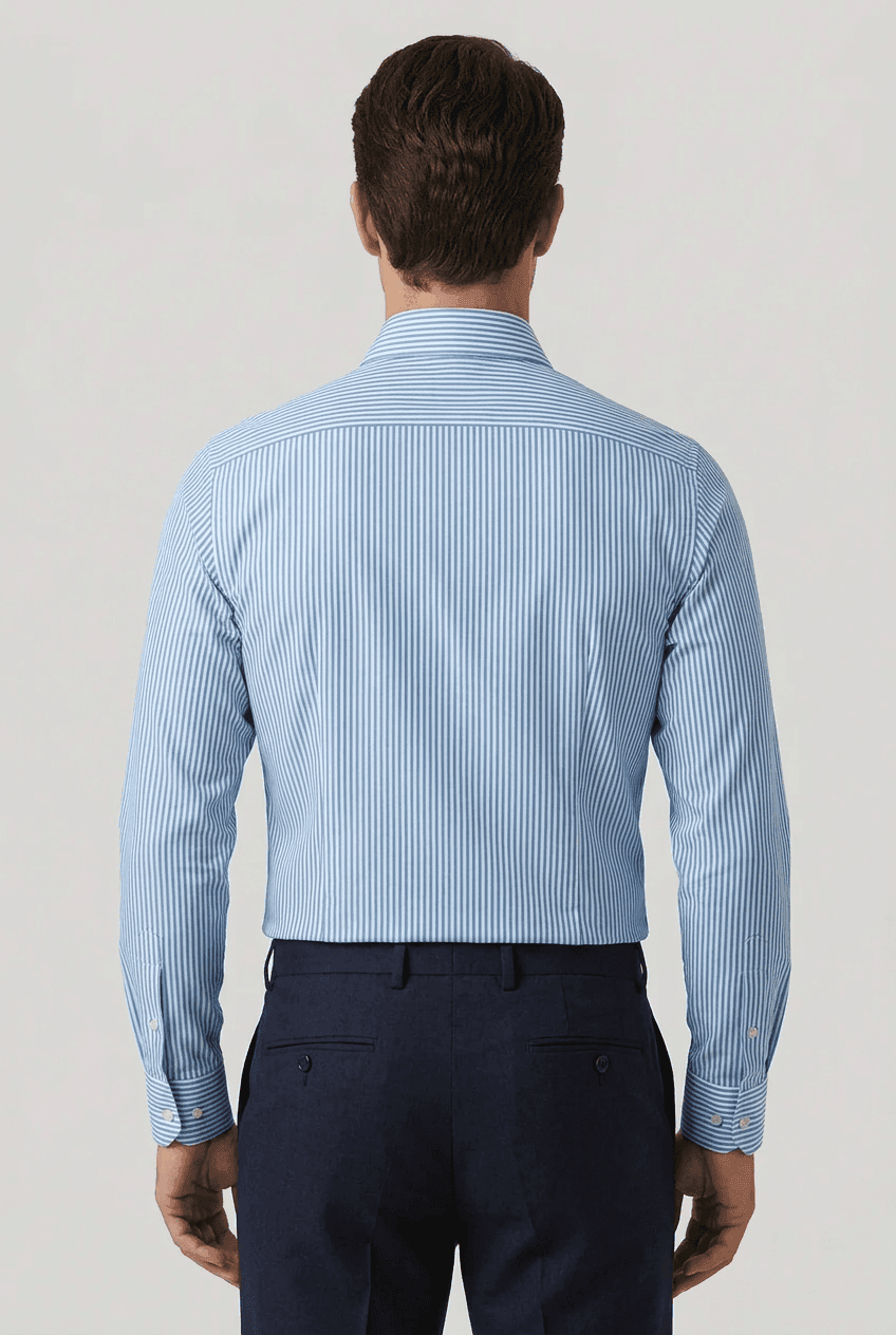 Camicia uomo Bagutta fantasia righe azzurre e bianche - 2