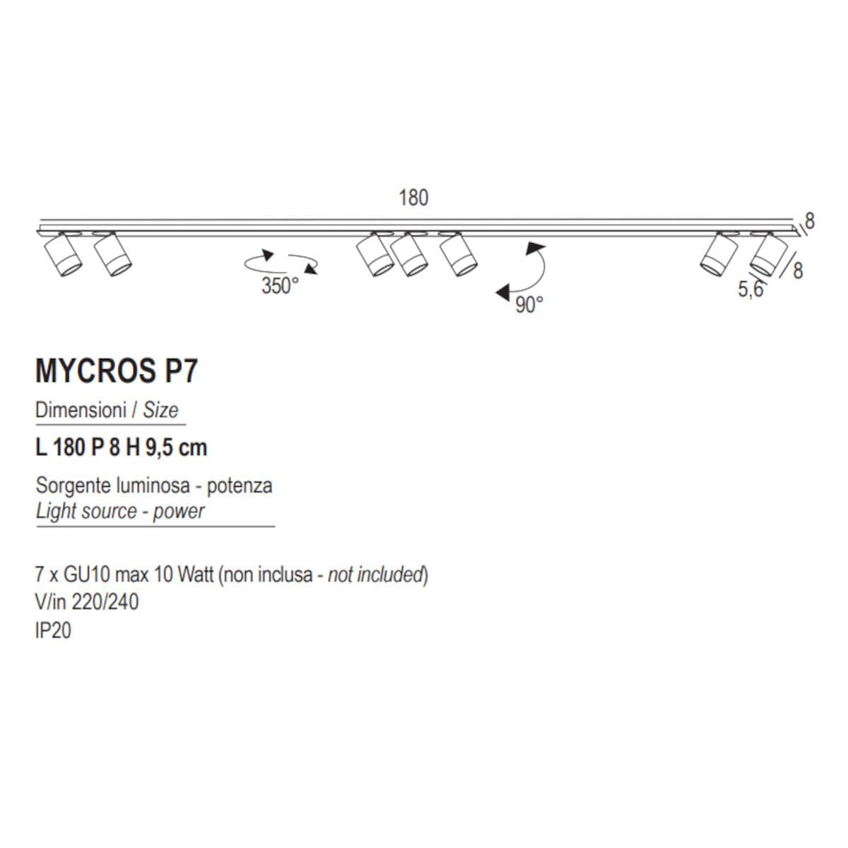 Plafoniera moderna Promoluce MYCROS P7 GU10 LED metallo orientabile - 24