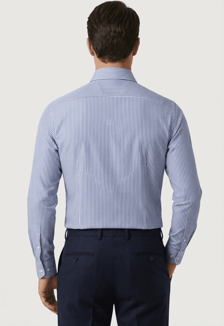Camicia uomo Bagutta fantasia a righe blu e bianche - 2