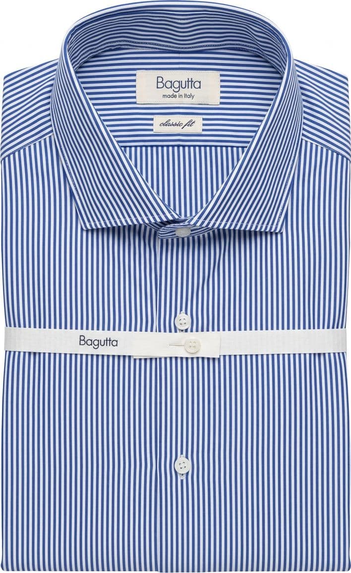 Camicia uomo Bagutta fantasia a righe blu e bianche - 3