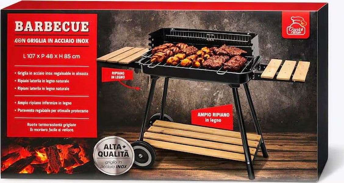Barbecue con Ruote 107x46x83 cm Griglia da Esterno Mobile per Giardino e Terrazzo - 2