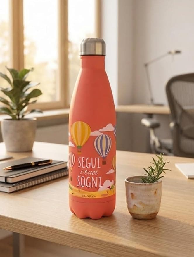 Bottiglia Termica Brandani 500 ml Arancione in Acciaio Inox con Chiusura Ermetica - 2