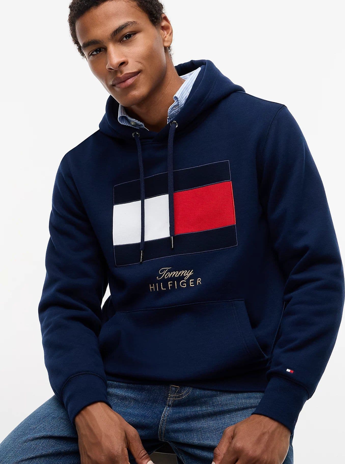 Tommy Hilfiger Felpa uomo in tessuto spazzolato con bandiera MW0MW45189DCC - 3