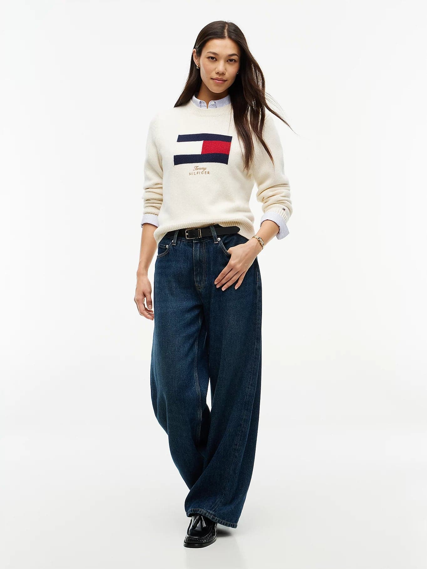 Tommy Hilfiger maglia donna Pullover con cashmere e bandierina ricamata WW0WW51450Z00 - 2