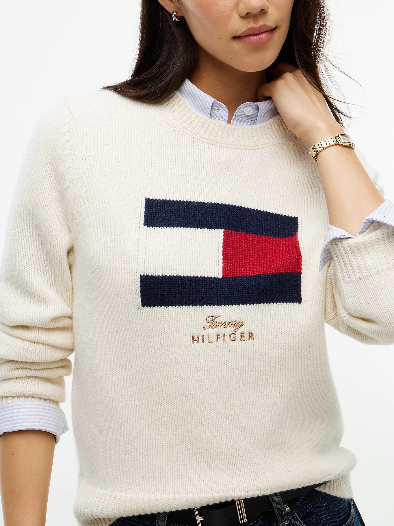 Tommy Hilfiger maglia donna Pullover con cashmere e bandierina ricamata WW0WW51450Z00 - 3
