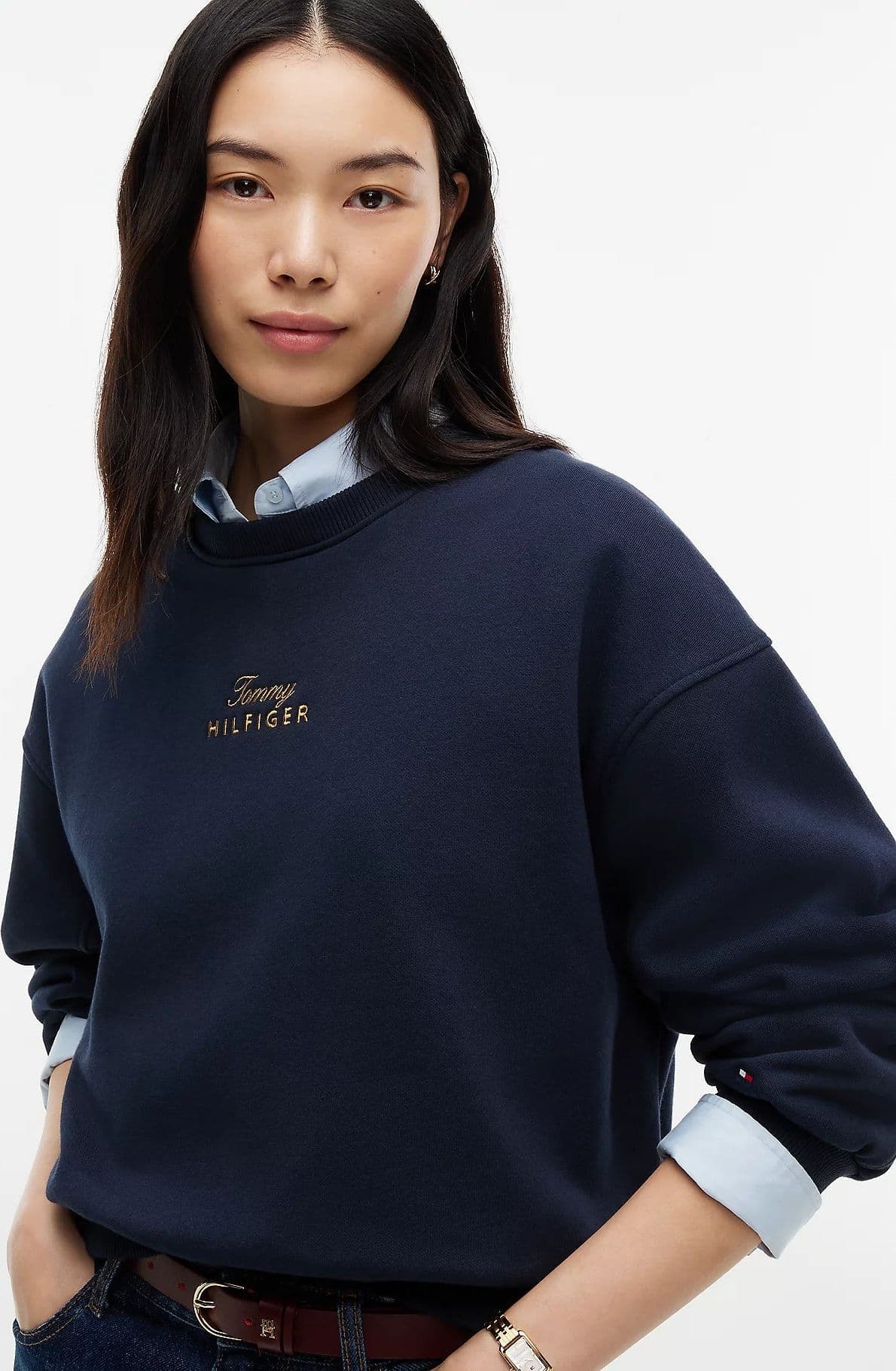 Tommy Hilfiger Maglia donna Pullover relaxed fit con logo ricamato WW0WW51724DW6 - 3