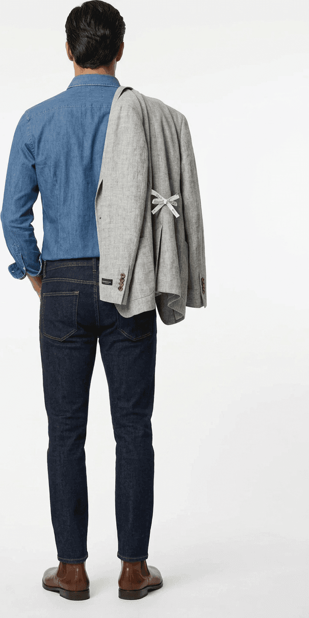 Camicia uomo Bagutta denim cannoncino e cuciture in contrasto chiare - 3