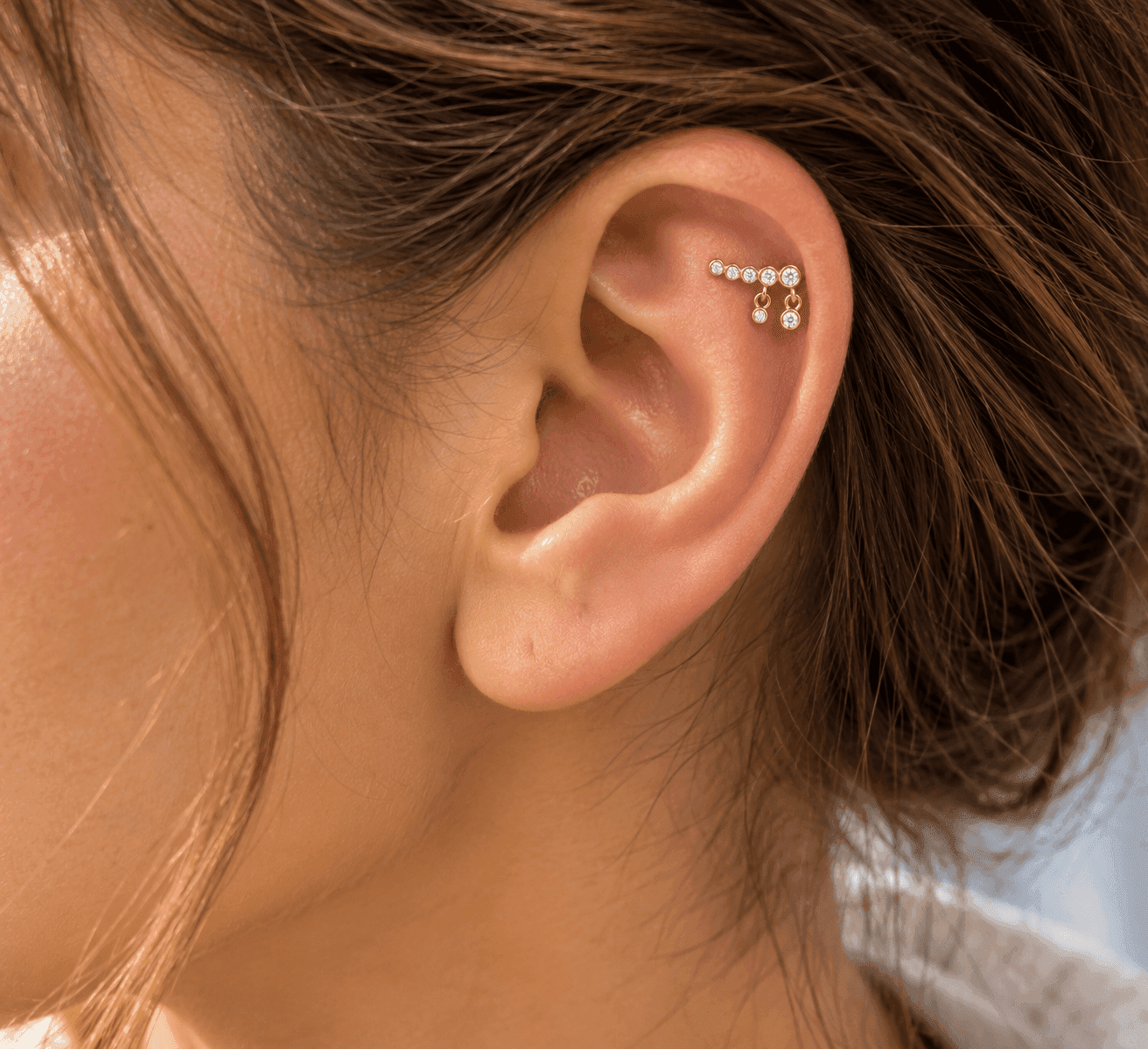 Anartxy  -  Orecchino Piercing pendente mini zirconi - 2