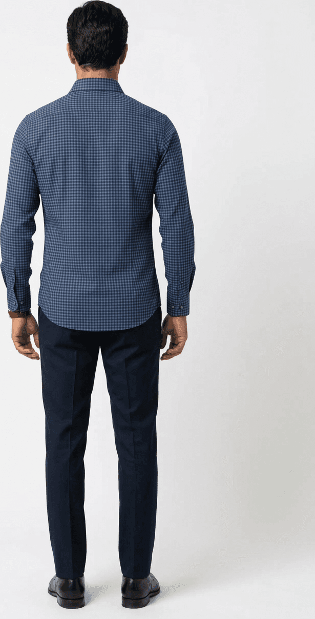 Camicia uomo Borriello blu microquadri blu scuro - 2