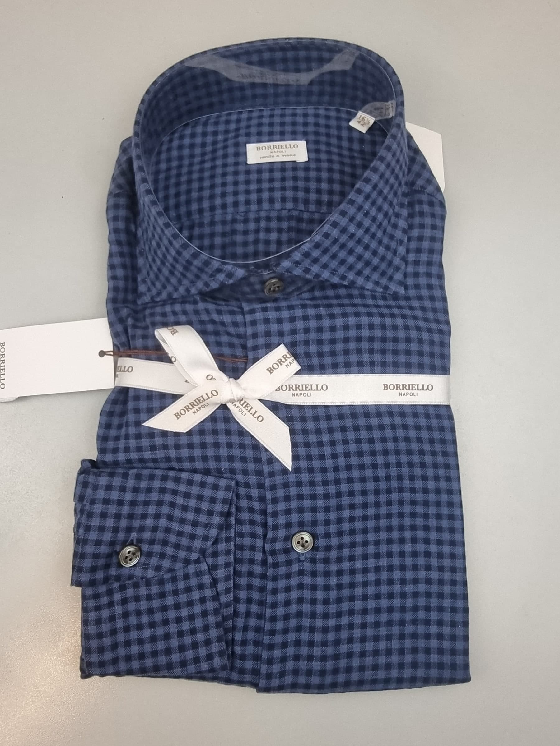 Camicia uomo Borriello blu microquadri blu scuro - 3