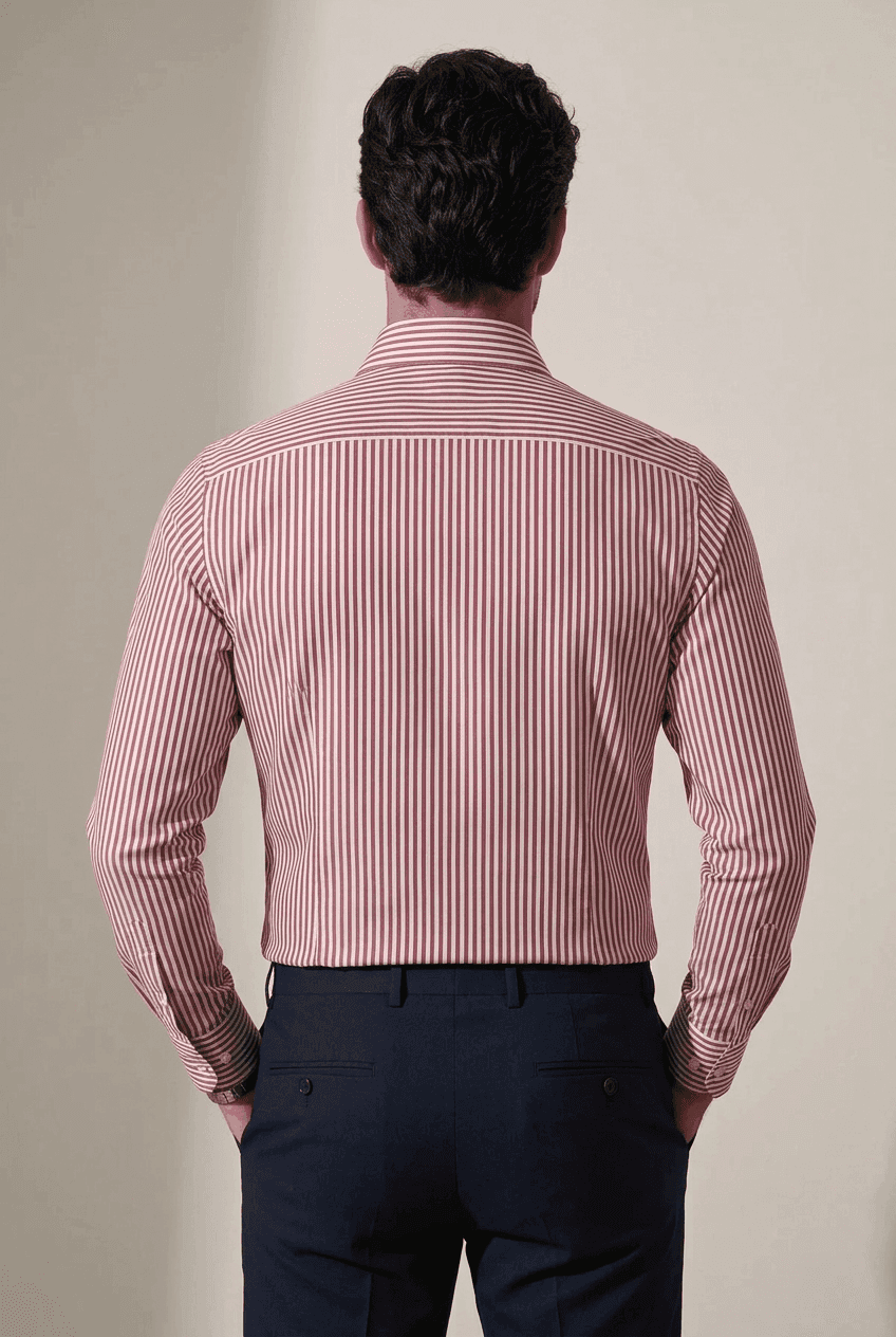 Camicia uomo Del Siena fantasia rigo rosso e micro rigo blu - 2