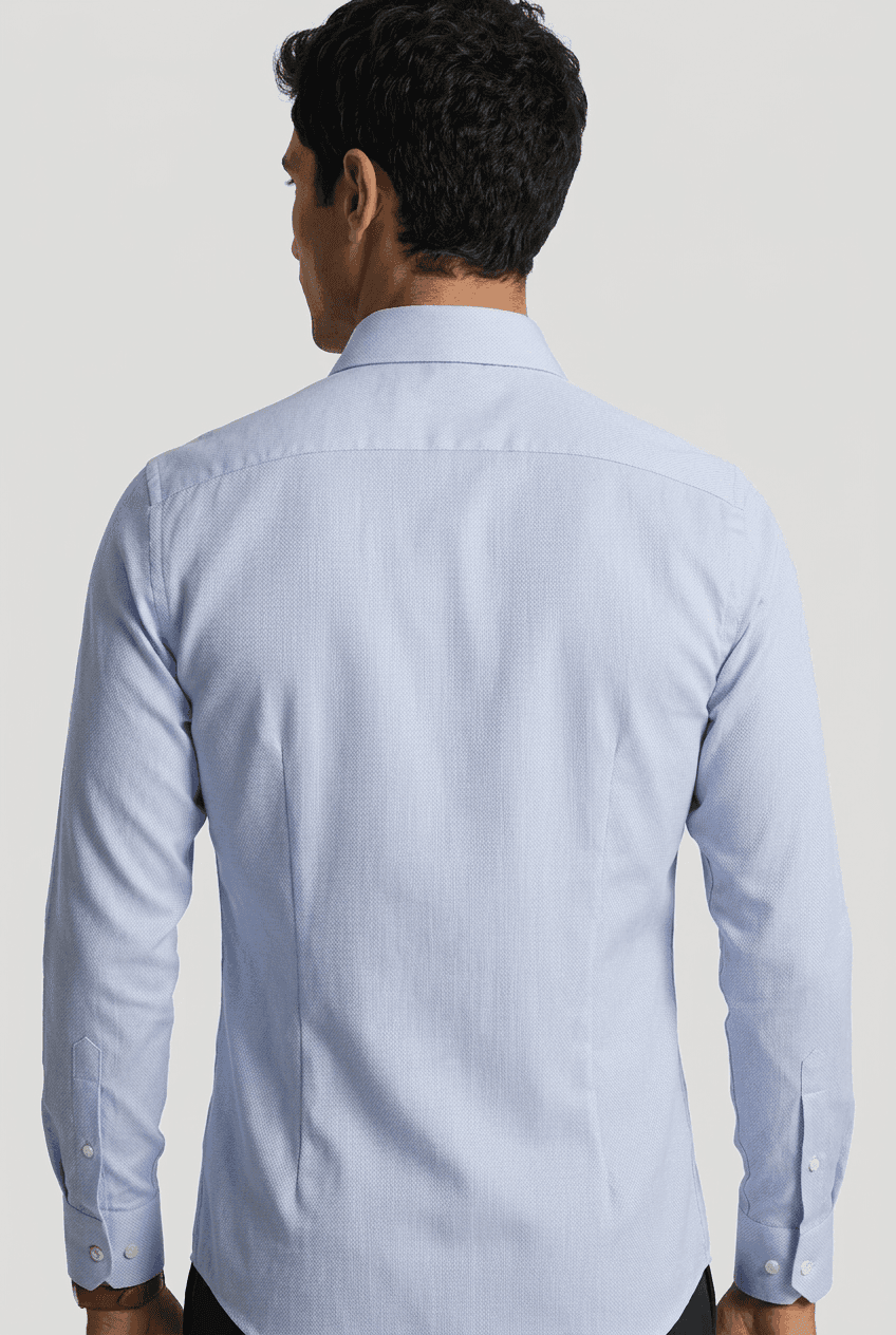 Camicia uomo Bagutta micro fantasia azzurra - 2