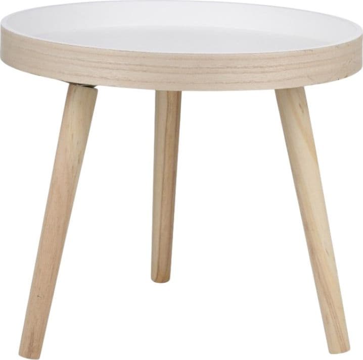 Arti Casa - Round Coffee Table for Living Room 40x36 cm (White / Wood) - 2