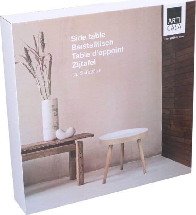 Arti Casa - Round Coffee Table for Living Room 40x36 cm (White / Wood) - 3