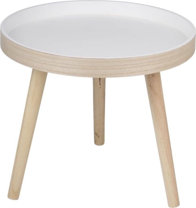 Arti Casa - Round Coffee Table for Living Room 40x36 cm (White / Wood) - 4