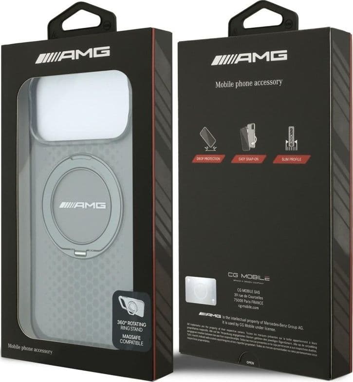 Custodia AMG IML Double Layer Urban Line con anello di supporto e MagSafe per iPhone 18 Pro Max / 17 Pro Max (grigia) - 8