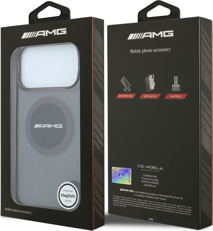Custodia AMG IML trasparente bicolore con blocco MagSafe per iPhone 18 Pro Max / 17 Pro Max (Nero / Bordeaux) - 8