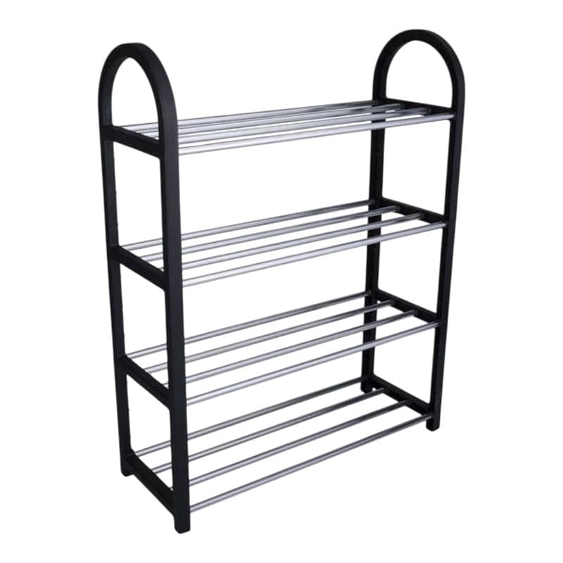 Alpina - Shoe Rack / Shelf / Stand 4-Tier 50x18.5x57 cm (Silver / Black) - 4