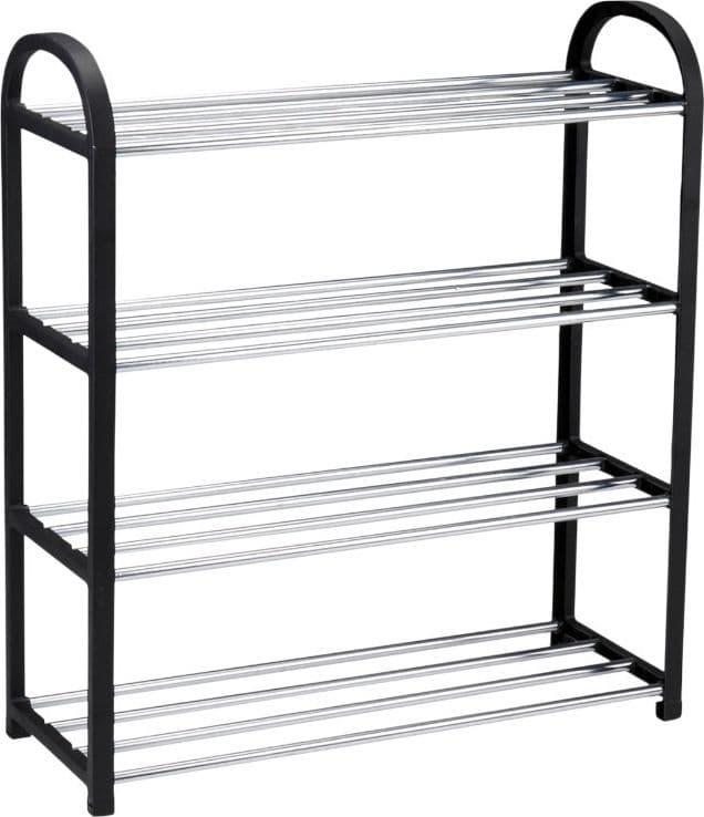 Alpina - Shoe Rack / Shelf / Stand 4-Tier 50x18.5x57 cm (Silver / Black) - 6