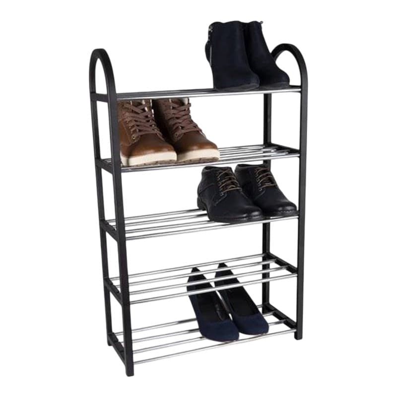 Alpina - Shoe Rack / Shelf / Stand 4-Tier 50x18.5x57 cm (Silver / Black) - 8