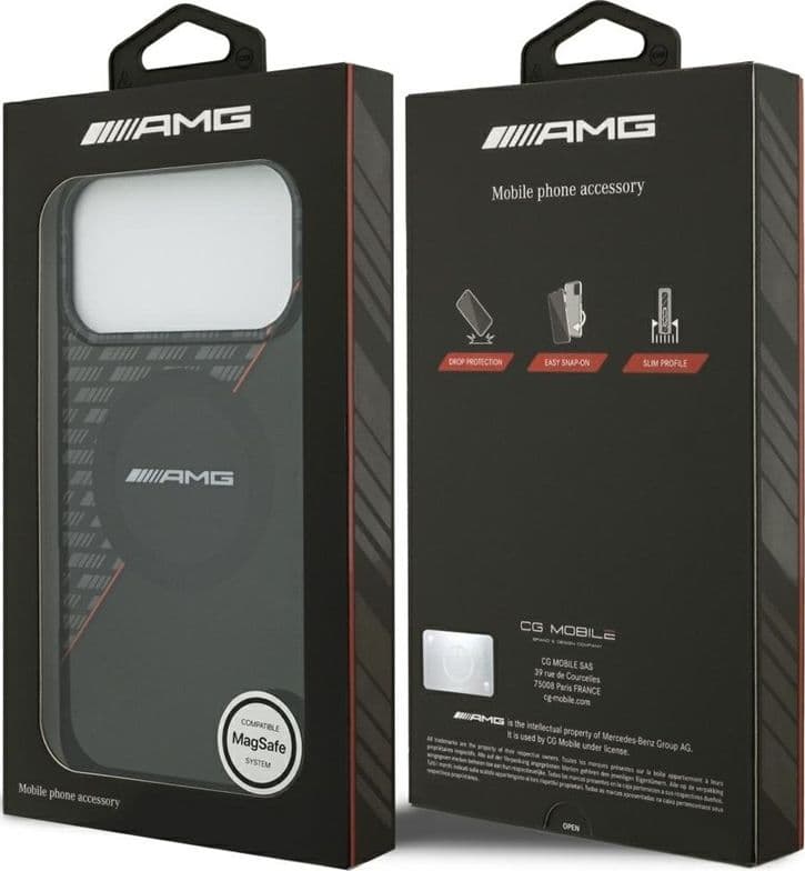 Custodia AMG IML Double Layer Rhombs MagSafe per iPhone 18 Pro Max / 17 Pro Max (Nero / Rosso) - 8
