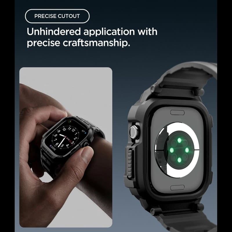 Cinturino Spigen Rugged Armor Pro con custodia per Apple Watch 12 42mm (Nero opaco) - 7