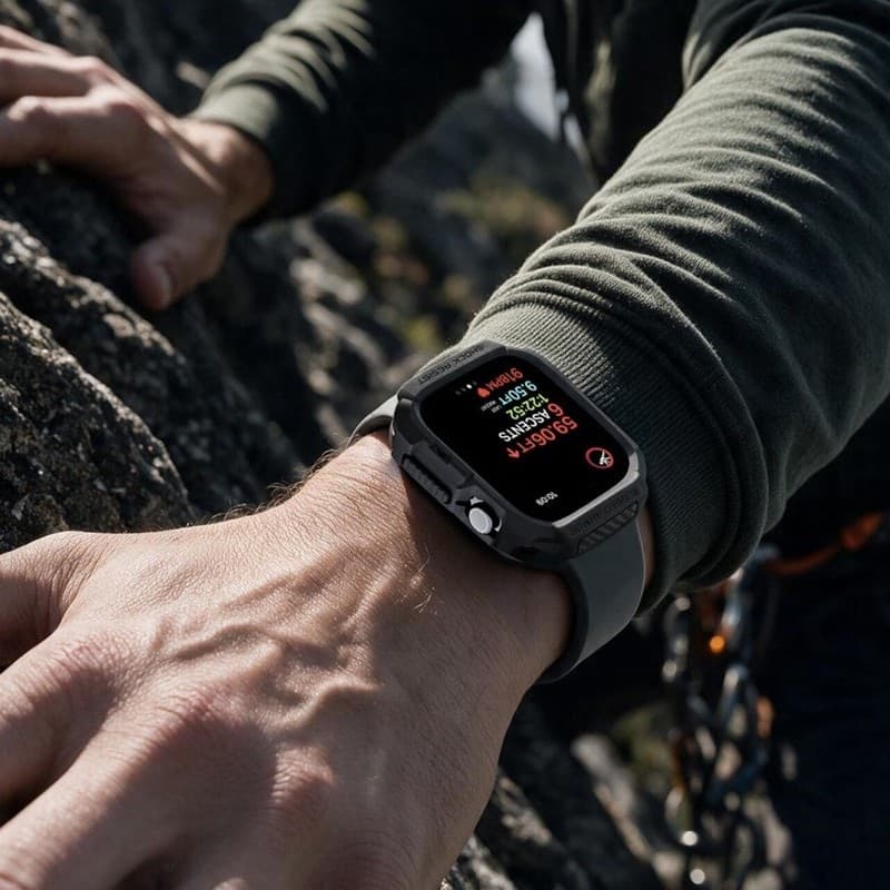 Spigen Rugged Armor - Custodia per Apple Watch 12 42 mm (Nero opaco) - 4