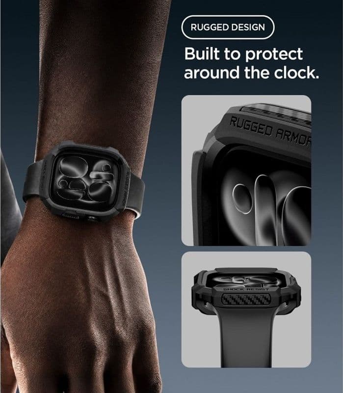 Spigen Rugged Armor - Custodia per Apple Watch 12 42 mm (Nero opaco) - 5