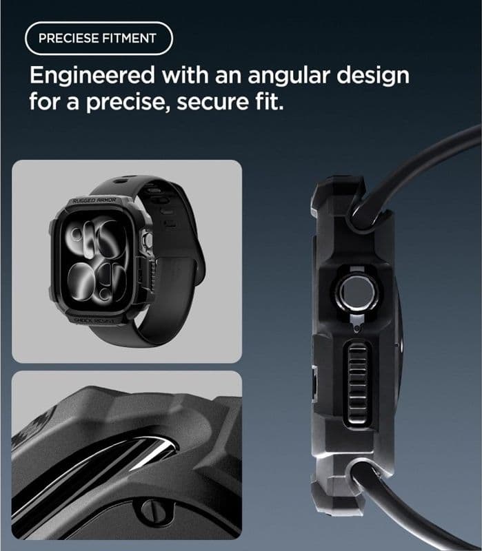 Spigen Rugged Armor - Custodia per Apple Watch 12 42 mm (Nero opaco) - 6