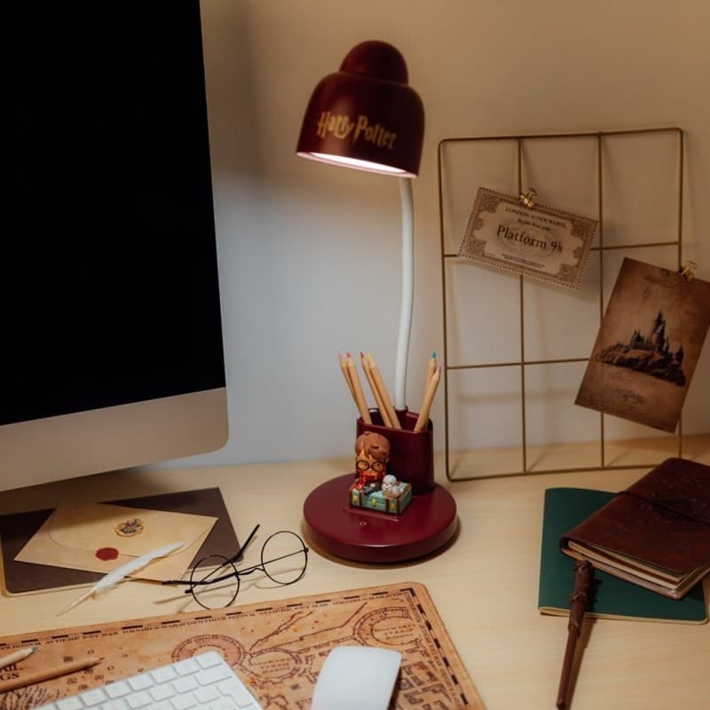 Harry Potter - Lampada da scrivania a LED flessibile per bambini con organizer, connessione wireless USB-C e regolazione della l - 3