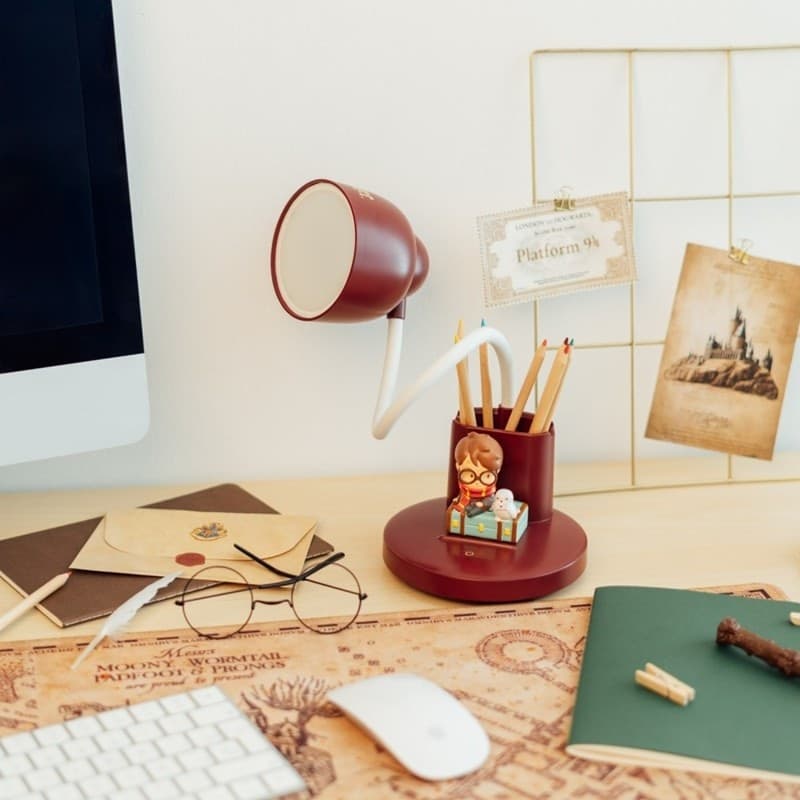 Harry Potter - Lampada da scrivania a LED flessibile per bambini con organizer, connessione wireless USB-C e regolazione della l - 6