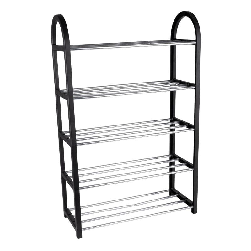 Alpina - Shoe Rack / Shelf / Stand 5-Tier 50x20x77 cm (Silver / Black) - 7