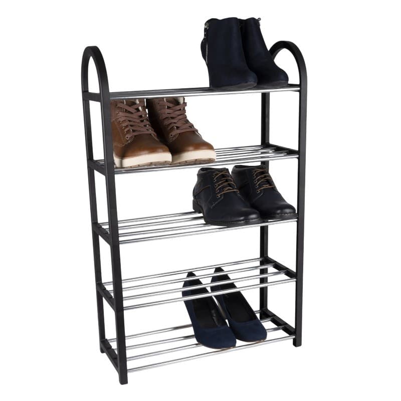 Alpina - Shoe Rack / Shelf / Stand 5-Tier 50x20x77 cm (Silver / Black) - 8