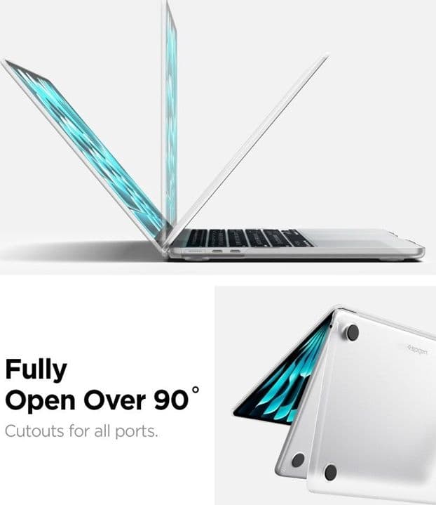 Spigen AirSkin - Custodia per MacBook Air 13,6" (M5/M4/M3/M2/2026-2022) (Trasparente satinato) - 9