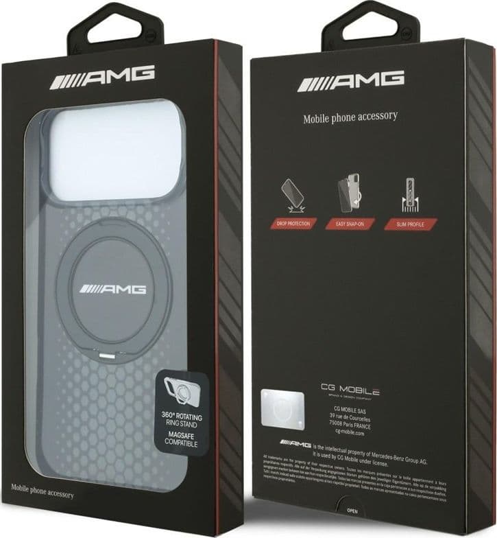 Custodia AMG IML Double Layer Urban Line con anello di supporto e MagSafe per iPhone 18 Pro Max / 17 Pro Max (nera) - 8