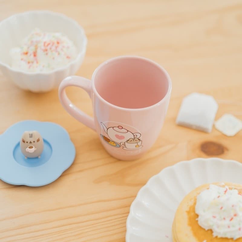 Pusheen - Tazza in ceramica con coperchio in silicone e figura 3D, 350 ml - 4