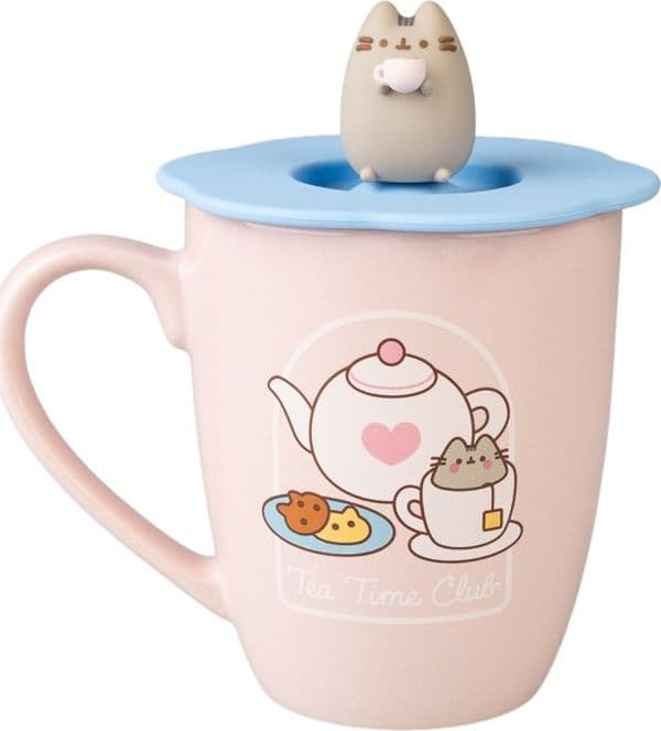 Pusheen - Tazza in ceramica con coperchio in silicone e figura 3D, 350 ml - 7