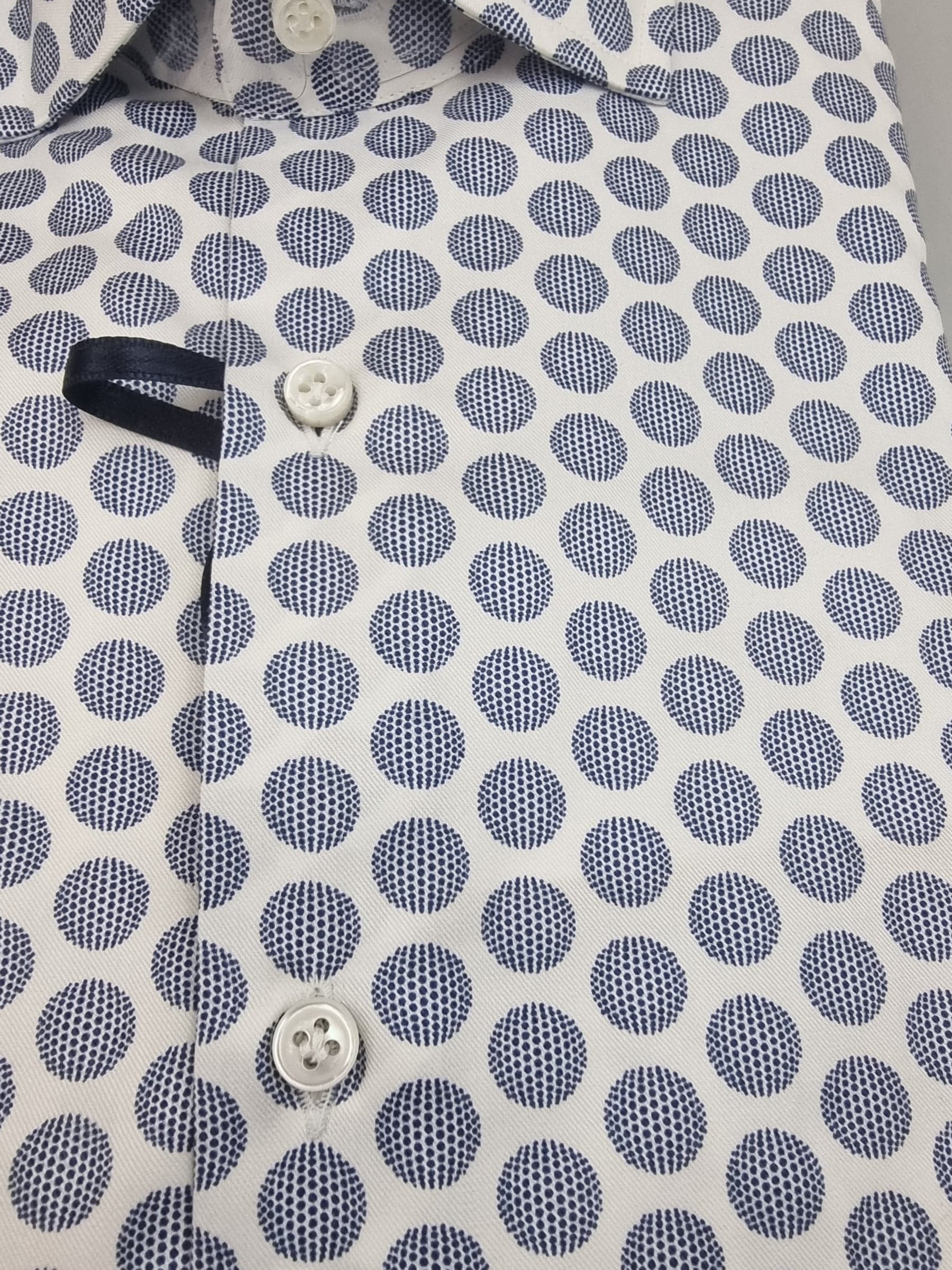 Camicia uomo Sonrisa bianca fantasia pois geometrici blu - 3