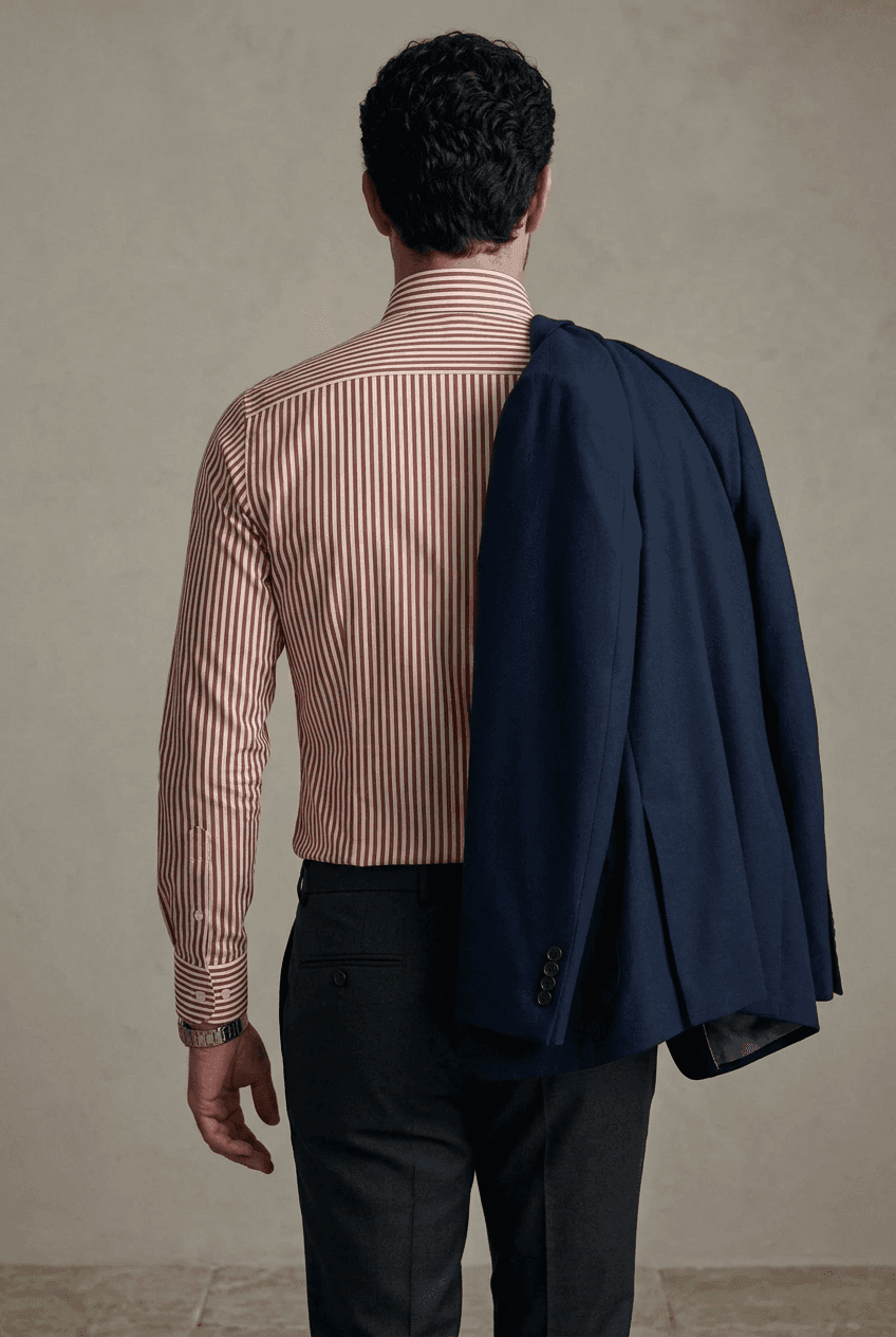 Camicia uomo Bagutta righe rosse bianche made in Italy - 2