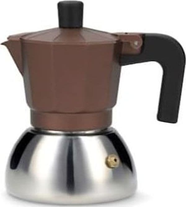 Caffettiera H&HCaffettiera in Alluminio/Inox Bronze Induzione 2 Tazze Curva - 2