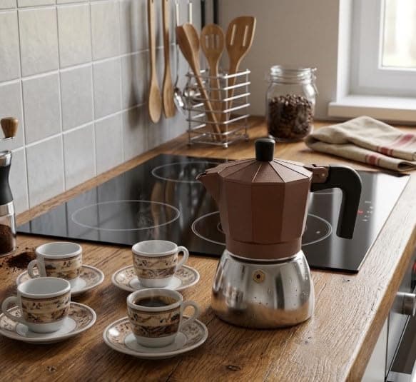 Caffettiera in Alluminio/Inox Bronze Induzione 4 Tazze Curva - 2