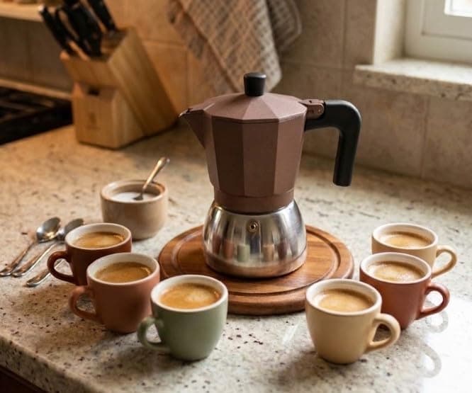 Caffettiera in Alluminio/Inox Bronze Induzione 6 Tazze Curva - 2