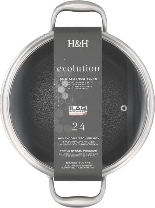 Casseruola 2 Manici H&H ATD Evolution 24 cm con Coperchio per Induzione - 4