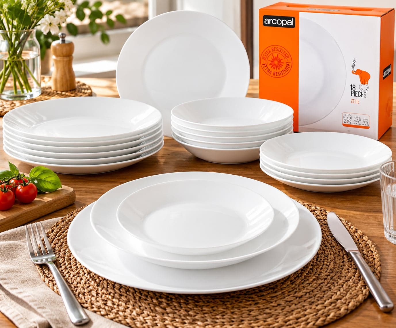 Servizio tavola 18 pezzi zelie in vetro opale bianco - 2