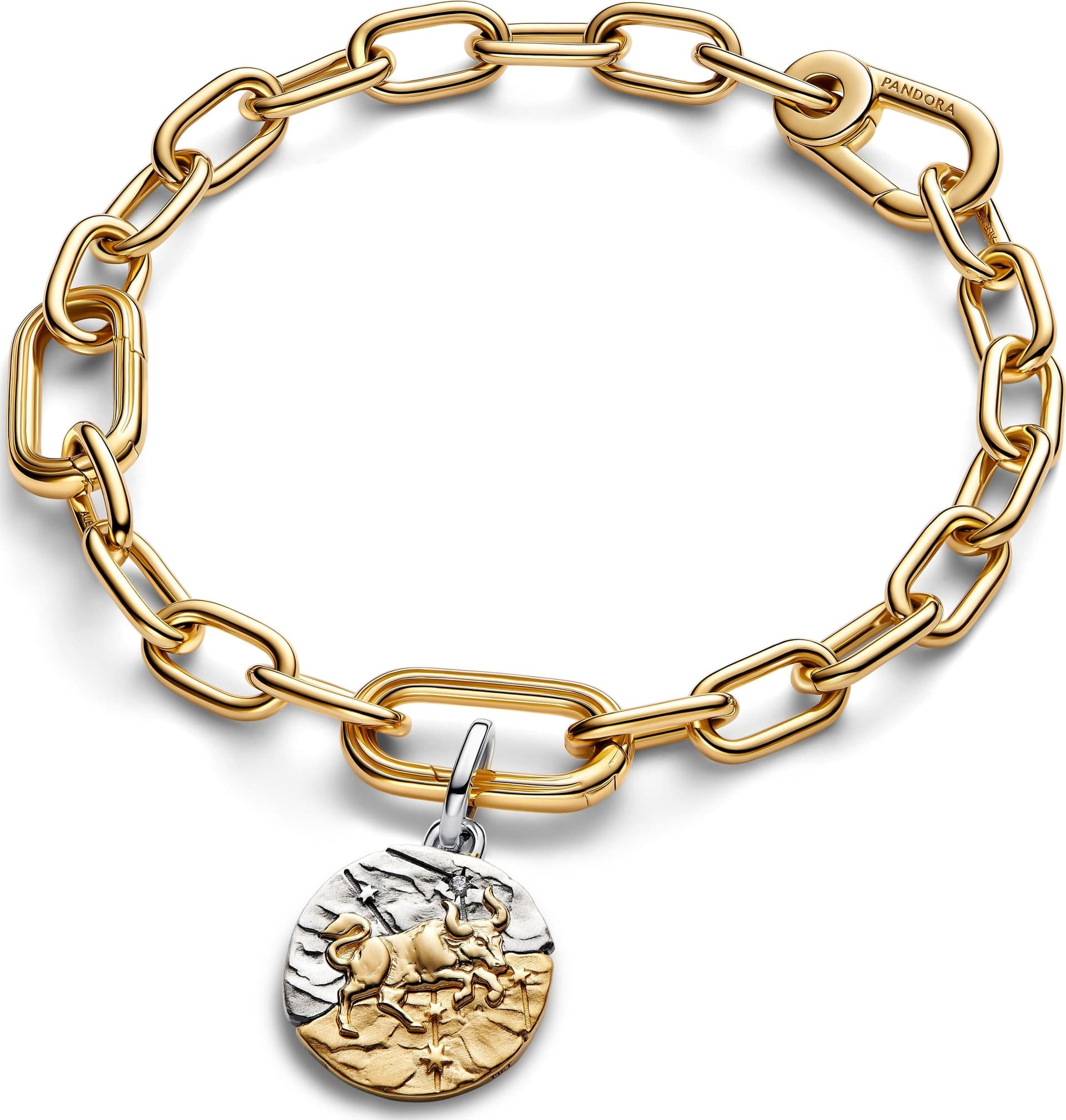 Pandora   Charm Medallion Toro Argento lega metallica rifinita in Oro - 3
