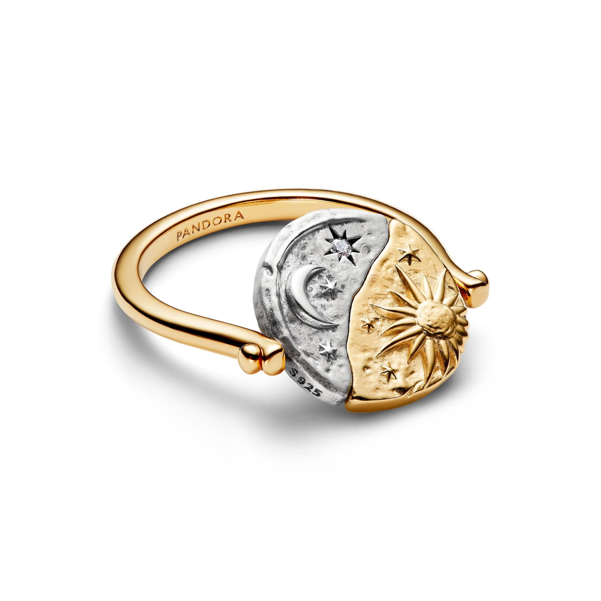 Pandora - Anello Medallion Sole e Luna "Per Aspera Ad Astra" Reversibile Argento Sterling 925 - 2