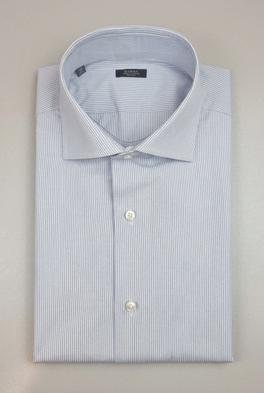 Camicia uomo Barba fantasia bengal stripe celeste bianco - 3