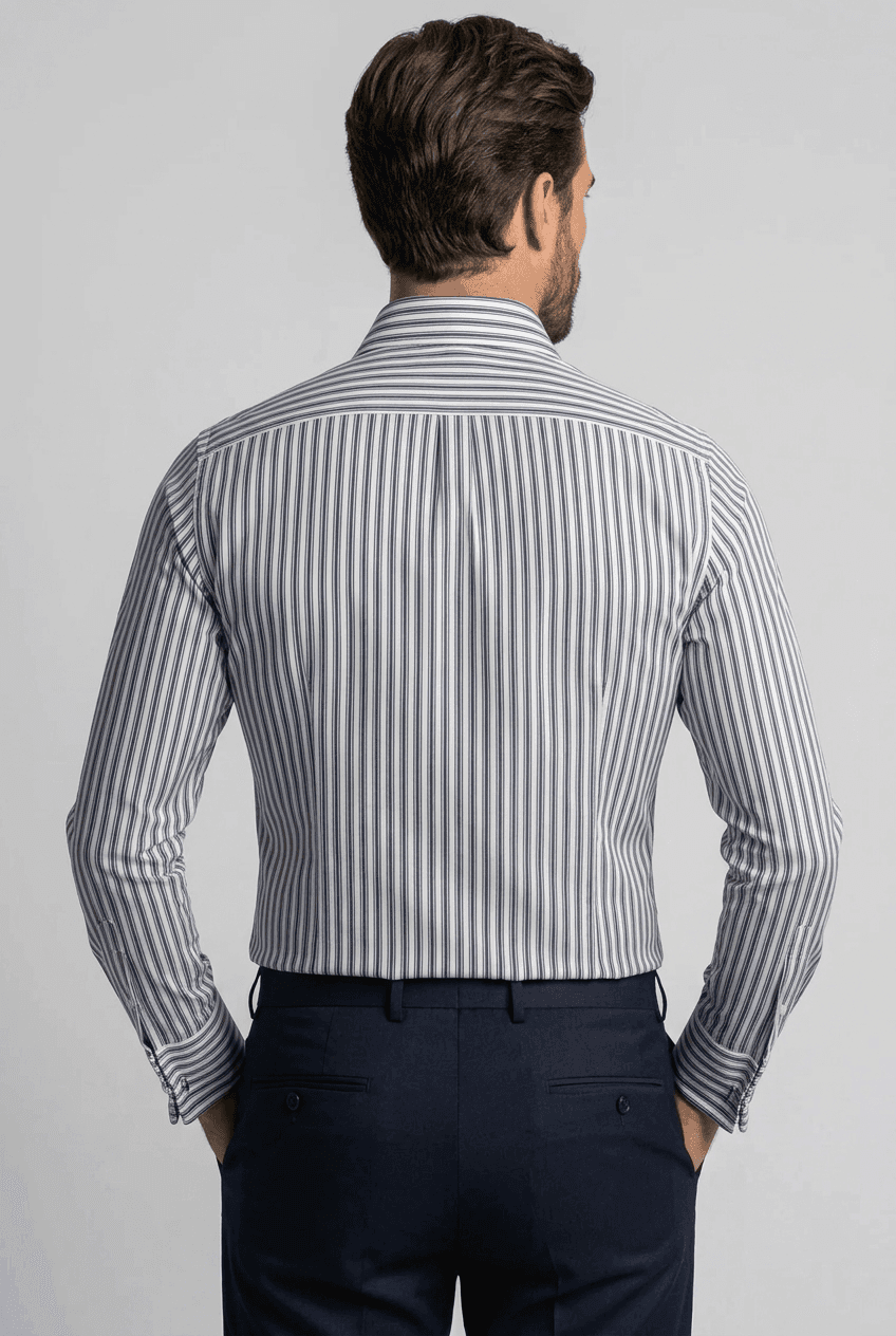 Camicia uomo Barba righe Blu bianche grigio made in Italy - 2